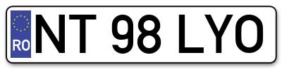Placuta inmatriculare numar auto  NT-98-LYO, NT 98 LYO, NT98LYO