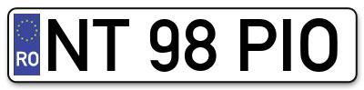 Placuta inmatriculare numar auto  NT-98-PIO, NT 98 PIO, NT98PIO