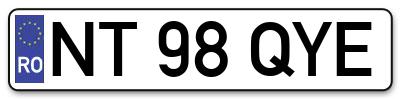 Placuta inmatriculare numar auto  NT-98-QYE, NT 98 QYE, NT98QYE