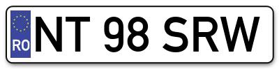 Placuta inmatriculare numar auto  NT-98-SRW, NT 98 SRW, NT98SRW