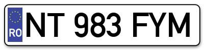 Placuta inmatriculare numar auto  NT-983-FYM, NT 983 FYM, NT983FYM
