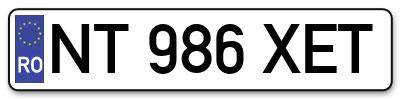 Placuta inmatriculare numar auto  NT-986-XET, NT 986 XET, NT986XET