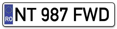 Placuta inmatriculare numar auto  NT-987-FWD, NT 987 FWD, NT987FWD