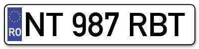 Placuta inmatriculare numar auto  NT-987-RBT, NT 987 RBT, NT987RBT