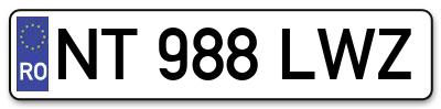 Placuta inmatriculare numar auto  NT-988-LWZ, NT 988 LWZ, NT988LWZ