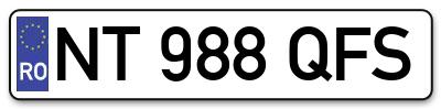 Placuta inmatriculare numar auto  NT-988-QFS, NT 988 QFS, NT988QFS