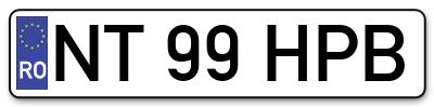Placuta inmatriculare numar auto  NT-99-HPB, NT 99 HPB, NT99HPB