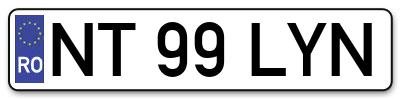 Placuta inmatriculare numar auto  NT-99-LYN, NT 99 LYN, NT99LYN