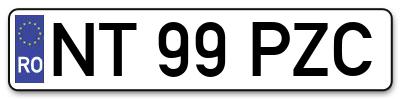 Placuta inmatriculare numar auto  NT-99-PZC, NT 99 PZC, NT99PZC