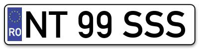 Placuta inmatriculare numar auto  NT-99-SSS, NT 99 SSS, NT99SSS