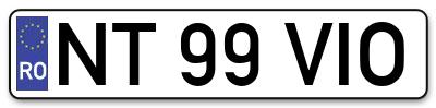 Placuta inmatriculare numar auto  NT-99-VIO, NT 99 VIO, NT99VIO