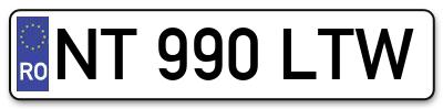 Placuta inmatriculare numar auto  NT-990-LTW, NT 990 LTW, NT990LTW