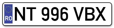 Placuta inmatriculare numar auto  NT-996-VBX, NT 996 VBX, NT996VBX