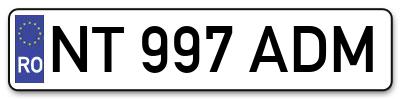 Placuta inmatriculare numar auto  NT-997-ADM, NT 997 ADM, NT997ADM