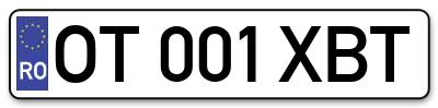 Placuta inmatriculare numar auto  OT-001-XBT, OT 001 XBT, OT001XBT