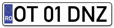 Placuta inmatriculare numar auto  OT-01-DNZ, OT 01 DNZ, OT01DNZ