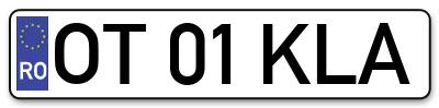 Placuta inmatriculare numar auto  OT-01-KLA, OT 01 KLA, OT01KLA