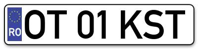 Placuta inmatriculare numar auto  OT-01-KST, OT 01 KST, OT01KST