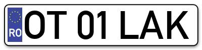 Placuta inmatriculare numar auto  OT-01-LAK, OT 01 LAK, OT01LAK