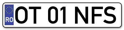 Placuta inmatriculare numar auto  OT-01-NFS, OT 01 NFS, OT01NFS