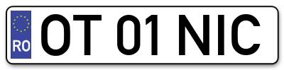 Placuta inmatriculare numar auto  OT-01-NIC, OT 01 NIC, OT01NIC