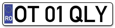 Placuta inmatriculare numar auto  OT-01-QLY, OT 01 QLY, OT01QLY