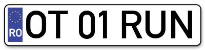 Placuta inmatriculare numar auto  OT-01-RUN, OT 01 RUN, OT01RUN