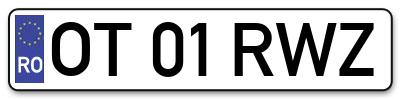 Placuta inmatriculare numar auto  OT-01-RWZ, OT 01 RWZ, OT01RWZ