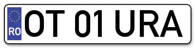 Placuta inmatriculare numar auto  OT-01-URA, OT 01 URA, OT01URA