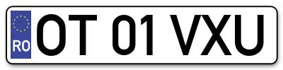 Placuta inmatriculare numar auto  OT-01-VXU, OT 01 VXU, OT01VXU