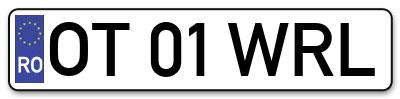 Placuta inmatriculare numar auto  OT-01-WRL, OT 01 WRL, OT01WRL