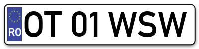 Placuta inmatriculare numar auto  OT-01-WSW, OT 01 WSW, OT01WSW