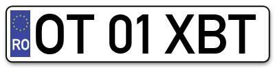 Placuta inmatriculare numar auto  OT-01-XBT, OT 01 XBT, OT01XBT