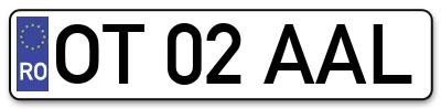 Placuta inmatriculare numar auto  OT-02-AAL, OT 02 AAL, OT02AAL