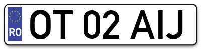Placuta inmatriculare numar auto  OT-02-AIJ, OT 02 AIJ, OT02AIJ