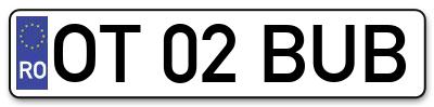 Placuta inmatriculare numar auto  OT-02-BUB, OT 02 BUB, OT02BUB