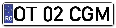 Placuta inmatriculare numar auto  OT-02-CGM, OT 02 CGM, OT02CGM