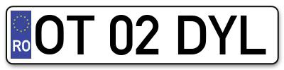 Placuta inmatriculare numar auto  OT-02-DYL, OT 02 DYL, OT02DYL