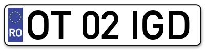Placuta inmatriculare numar auto  OT-02-IGD, OT 02 IGD, OT02IGD