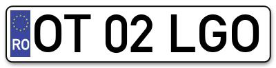 Placuta inmatriculare numar auto  OT-02-LGO, OT 02 LGO, OT02LGO