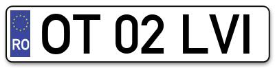 Placuta inmatriculare numar auto  OT-02-LVI, OT 02 LVI, OT02LVI