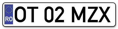 Placuta inmatriculare numar auto  OT-02-MZX, OT 02 MZX, OT02MZX
