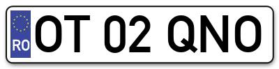 Placuta inmatriculare numar auto  OT-02-QNO, OT 02 QNO, OT02QNO