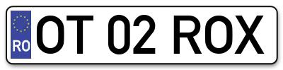 Placuta inmatriculare numar auto  OT-02-ROX, OT 02 ROX, OT02ROX