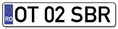 Placuta inmatriculare numar auto  OT-02-SBR, OT 02 SBR, OT02SBR