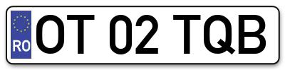 Placuta inmatriculare numar auto  OT-02-TQB, OT 02 TQB, OT02TQB