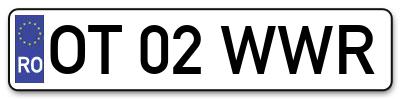 Placuta inmatriculare numar auto  OT-02-WWR, OT 02 WWR, OT02WWR