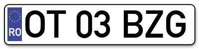 Placuta inmatriculare numar auto  OT-03-BZG, OT 03 BZG, OT03BZG