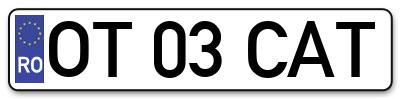 Placuta inmatriculare numar auto  OT-03-CAT, OT 03 CAT, OT03CAT