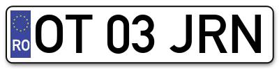 Placuta inmatriculare numar auto  OT-03-JRN, OT 03 JRN, OT03JRN